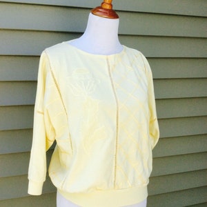 Vintage 90s 80s Bonnie and Bill New York Yellow Floral Blouse Ladies Size Large Shirt Ladies Tops Women Casual Attire image 5