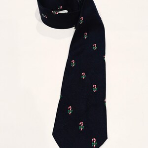 90s DelCino Ugly Christmas Necktie Candy Cane Necktie Navy Novelty Neckties Men&#39;s Suit Tie Holiday Accessories