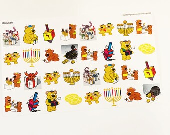 Vintage Hanukkah Stickers: Retro Jewish Holiday Applique (32 ct)