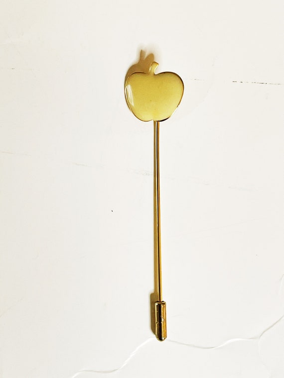 Vintage Enamel Apple Hat Stick Pin 1970's Milk Wh… - image 2