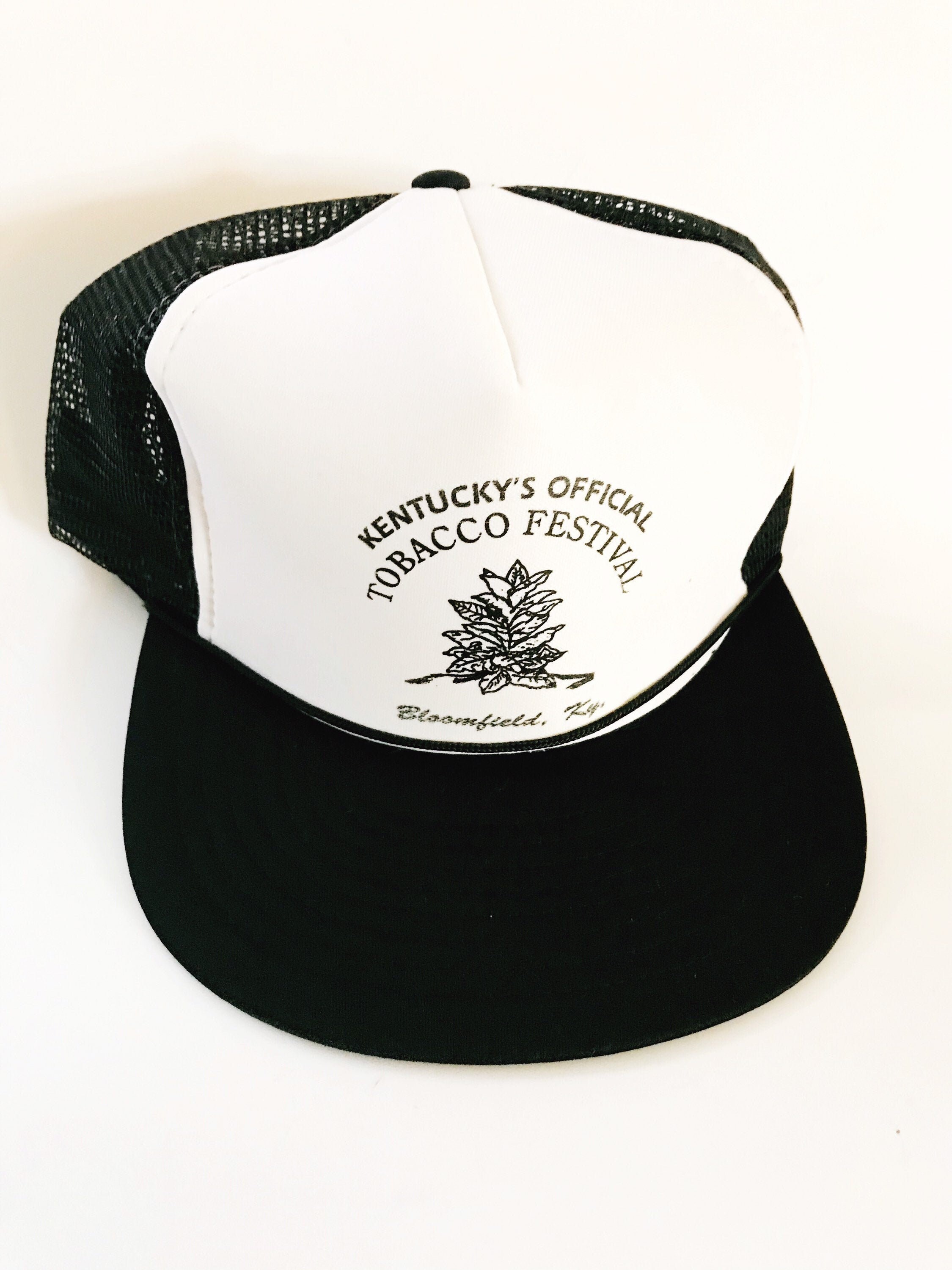 tobacco trucker hat Hat Mesh Hat Snapback Hat Hipster Black and White Kentucky Official Tobacco Festival Snapback Bloomfield Kentucky Hat July and August Tobacco Bundle - Trucker Hat
