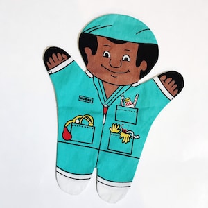 Dexter Educación Juguetes Ocupación Occupational Enseñanza Mano Puppet Muñeca Hombre Enfermera Vintage Títeres de Mano