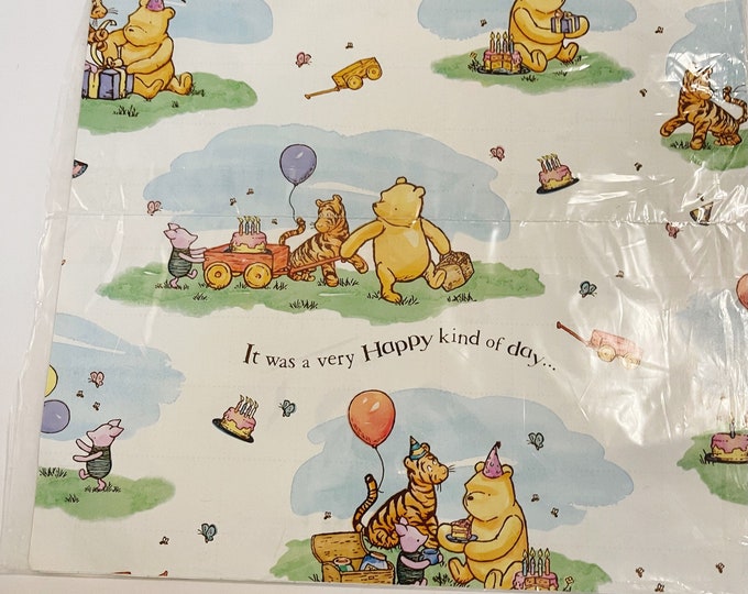 Vintage Winnie the Pooh Gift Wrap Disney Birthday Wrapping Paper Retro