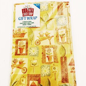 Gärtner geschenkpapier 2 Blätter 1/2 Off Card Shop Inc. Geschenkpapier Vintage Neue alte Lager Pflanzen Blumen Schubkarre Pflanzgefäss