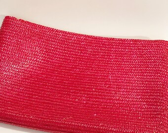Vintage Red Straw Clutch Almondo Original Woven Straw Handbags