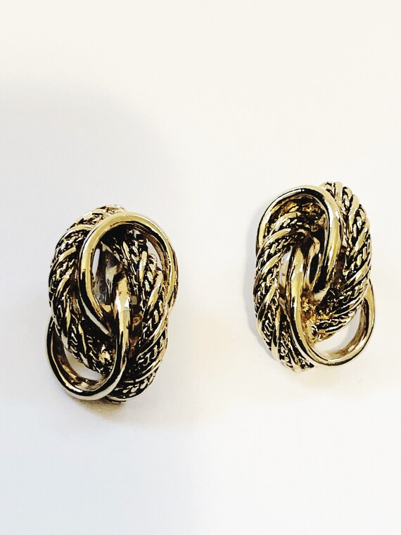 Vintage Gold Tone Clip On Earrings 1990s 1980s Inf