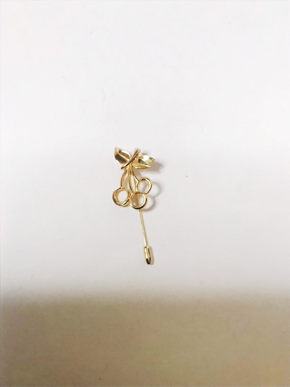 Vintage Cherry Stick Pin Lapel Hat Pins Gold-tone… - image 7