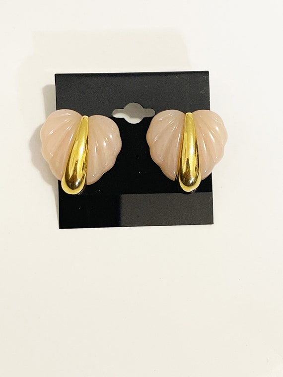 Vintage 1990s Pink and Gold Tear Drop Earrings He… - image 6