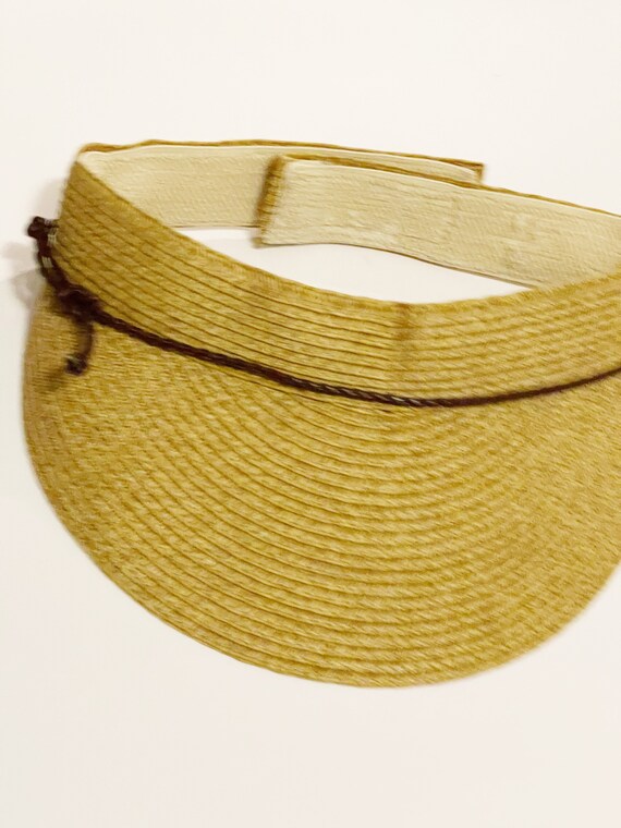 Vintage Straw Sunvisor Woven Straw Sun Visor Adjusta… Gem