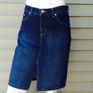 Guess Jeans Skirt, Authentic Original Guess Denim Jeans Short Skirt Size 27 Blue Jean Straight Skirt with Front Split, Above Knee