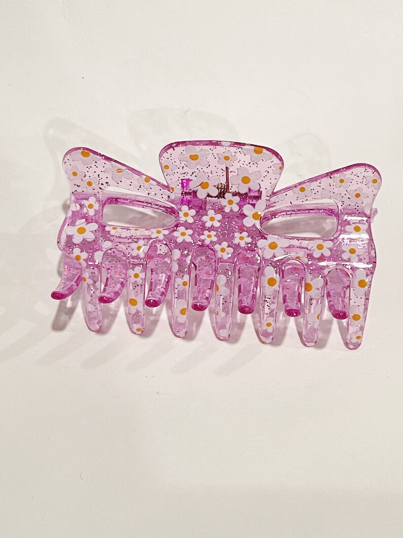 Purple Glitter Hair Claw Daisy Flower Hair Clip Flower Power Etsy