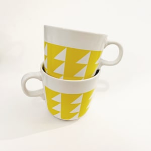 Bright Yellow Mug Set Retired Ikea Mugs Small Cups Vintage Ikea Cup Small Mugs Geometric Shapes Cups  Vintage Yellow IKEA Tea Cups Triangle