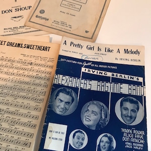 Vintage Sheet Music Lot 1990s Score Sheets Vtg 1919-1937 Music Sheets Irving Berlin Haven Gillespie Fox Trot Sax Guitar Banjo Arrangements