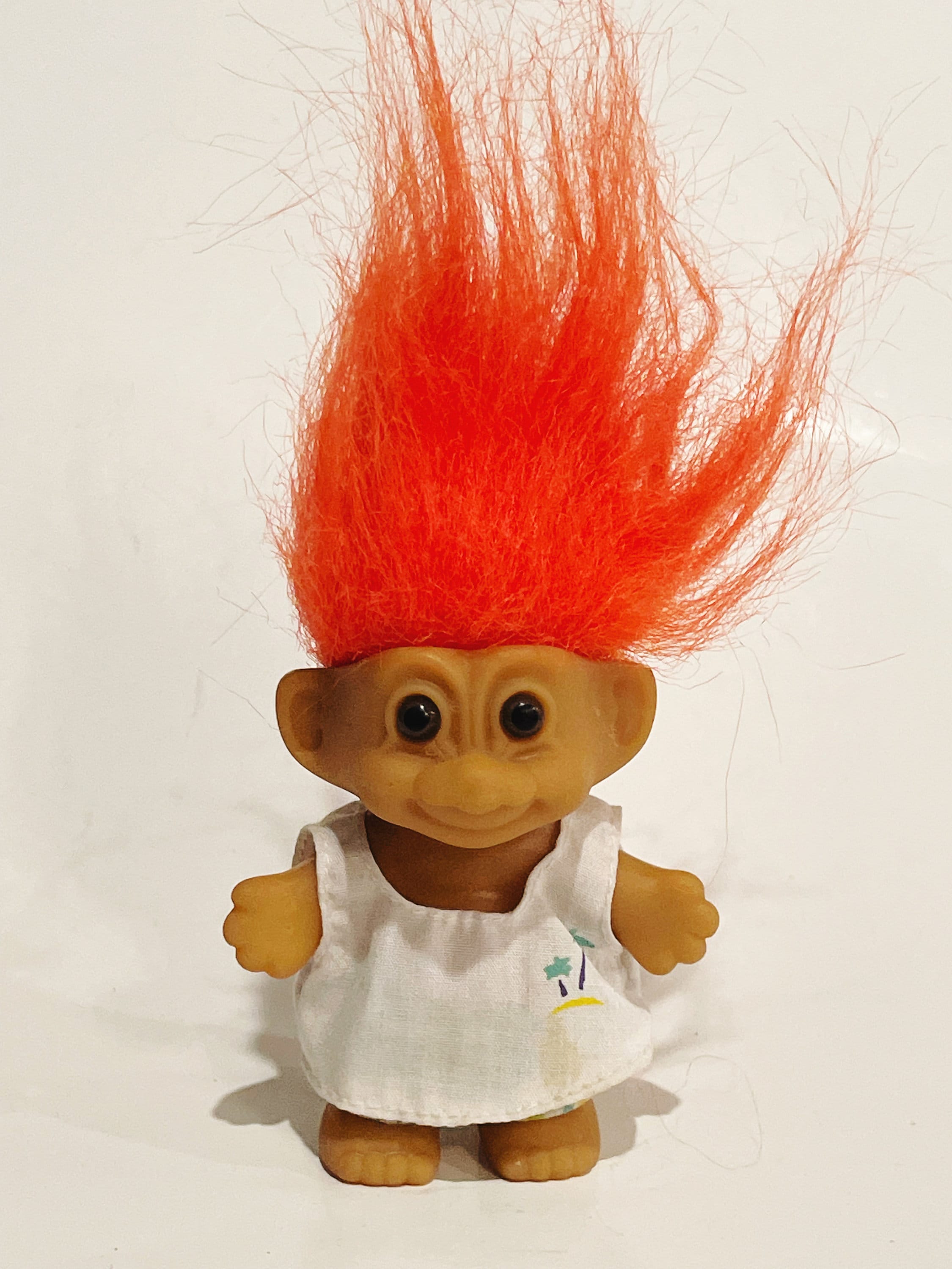 Orange Troll Vintage DAM Troll Doll Neon Orange Hair Troll 3
