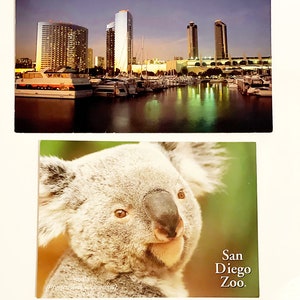 San Diego California Post Cards vintage Cartes postales San Diego Zoo Cartes postales souvenirs Papeterie Downtown Harbor Ensemble de 2 cartes inutilisées