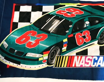 Vintage Nascar #63 Pillowcase: Sports Car Racing, Kids Room Decor