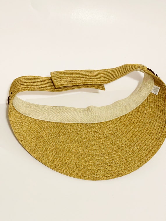 Vintage Straw Sunvisor Woven Straw Sun Visor Adjusta… Gem