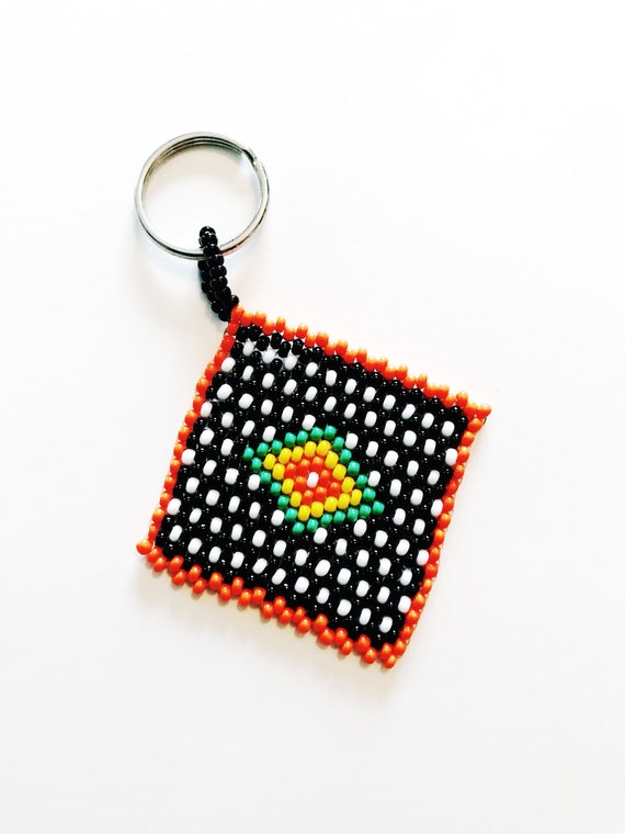 Vintage African Hand Beaded Keychain African Flag… - image 8