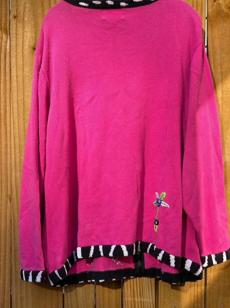 Hot Pink Palm Trees Sweater with Zipper Cardigan Size 2X Plus Size Christmas in July Ugly Christmas Sweater Holiday Sweater Winter Sweater image 7