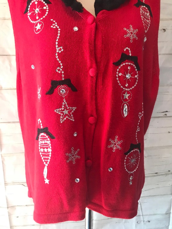 Vintage 80s 90s Christmas Sweater Vest Holiday Or… - image 6