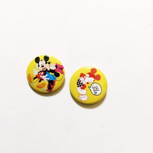 Mickey & Minnie Mouse Pins Mickey Mouse Pin Lot Disney Minnie and Mickey Pin Back Set Small Yellow Buttons Party Favors