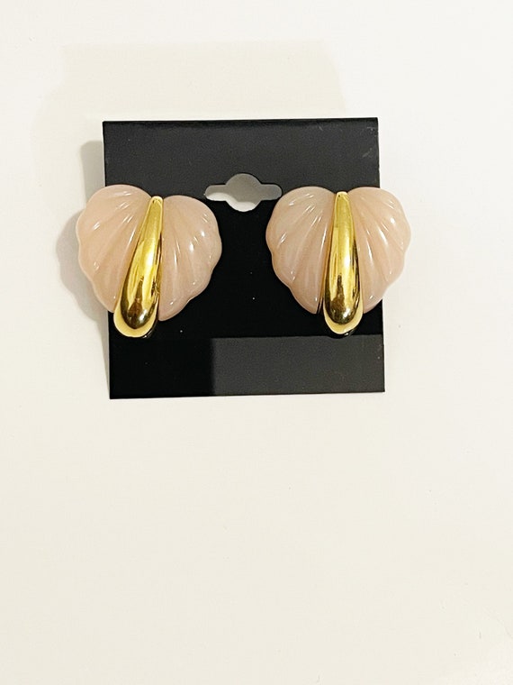 Vintage 1990s Pink and Gold Tear Drop Earrings He… - image 4