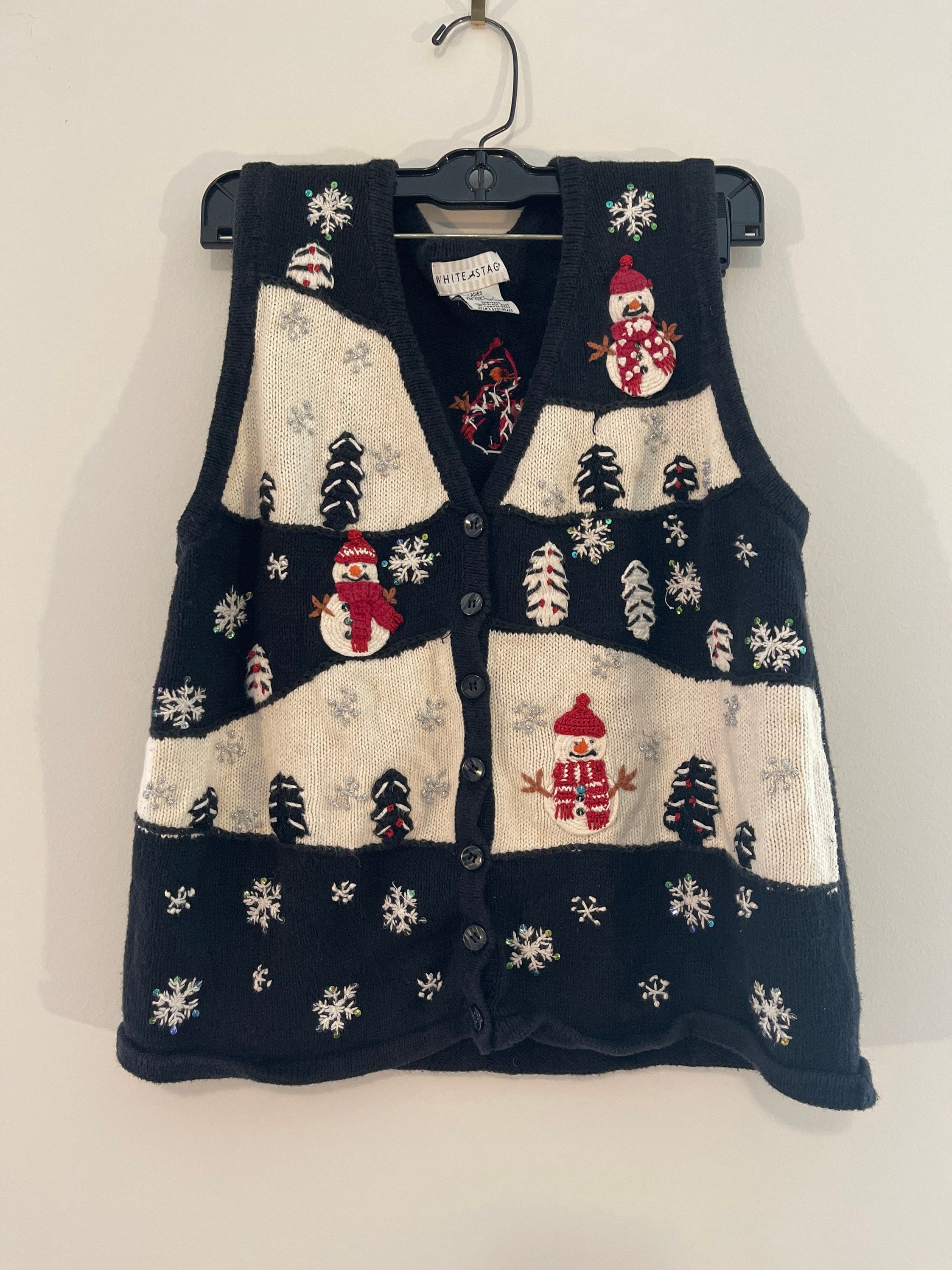 Vintage 80s Candy Canes and Bells Tacky Ugly Christmas Sweater Vest - The Ugly Sweater Shop
