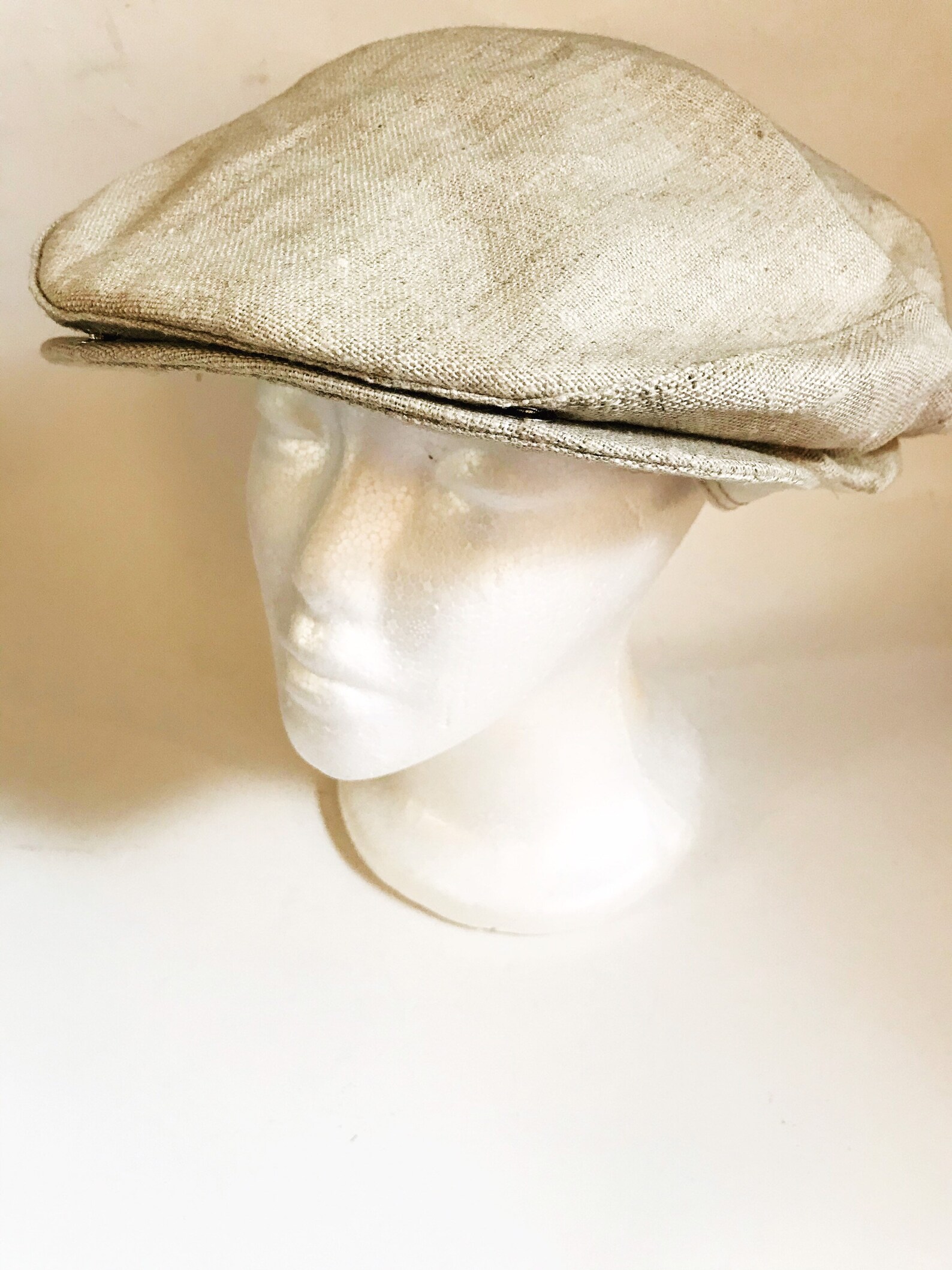 Vintage Beige Linen Men's Newsboy Caps Flat Cap Paper Boy Etsy