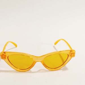 Bright Oranges Retro Style Glasses Hand Embellished Sunglasses Hand Decorated Lenses Groovy Eyewear  Colorful Lenses Bright  Neon Shades