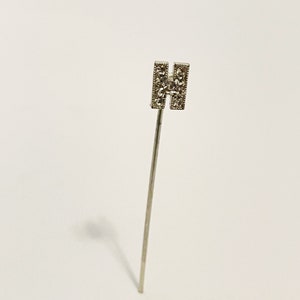 Vintage Letter H Stick Pin Straight Pin Alphabet Pin Letter H Initial Straight Pin H Rhinestone Hat Pin Silvertone Pin Silver H Motif Pin