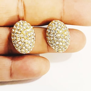Orecchini a clip vintage Monet con strass color oro
