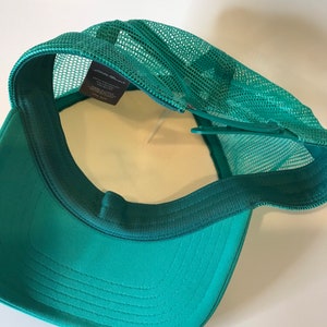 Vintage Eddie Bauer Trucker Hat Sea USA Mesh Hipster Hat Teal Green and White Snap back One Size Snapback image 10