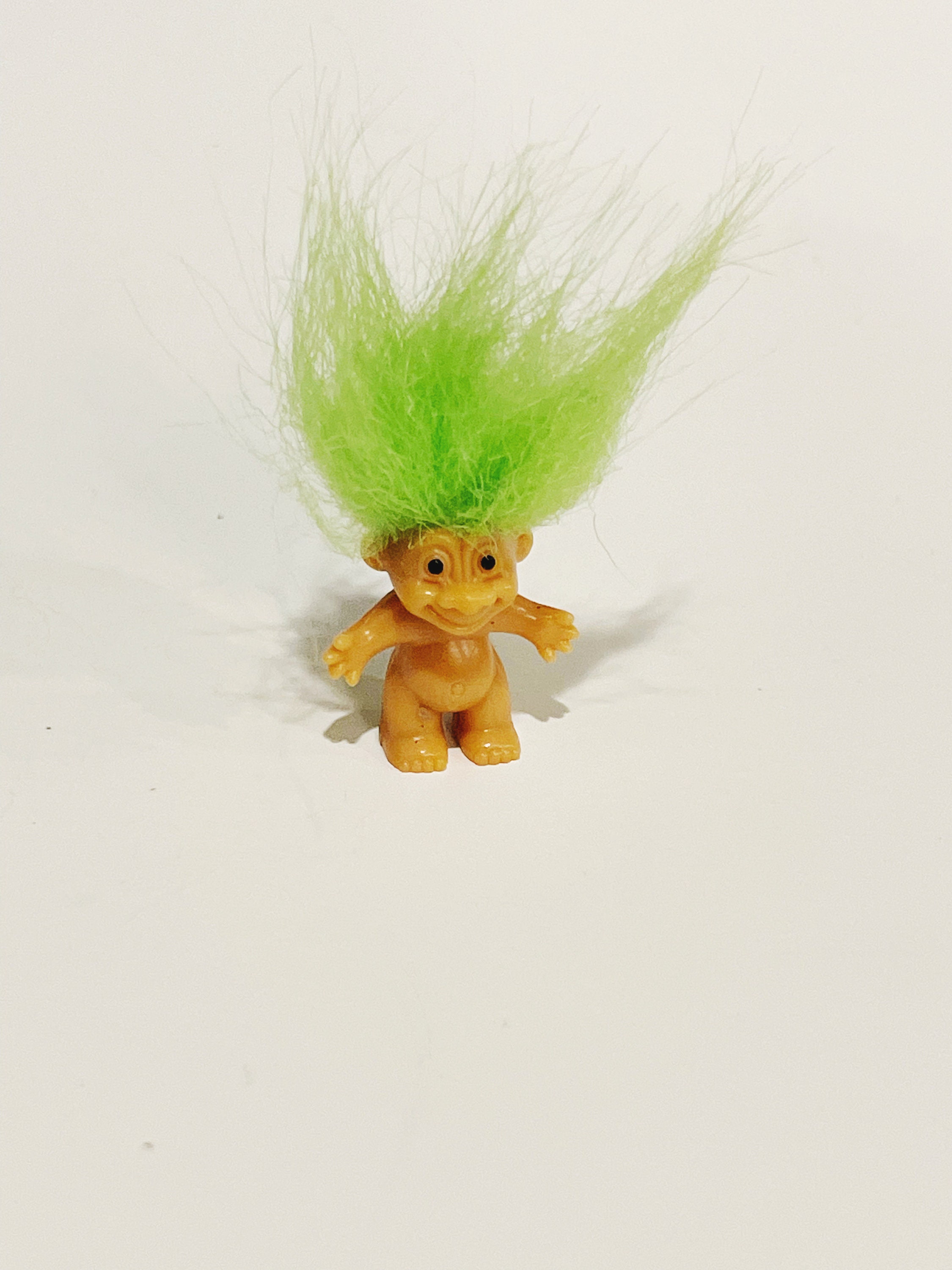 ヴィンテージ ミニ トロール人形：1990年代 ネオングリーンヘア