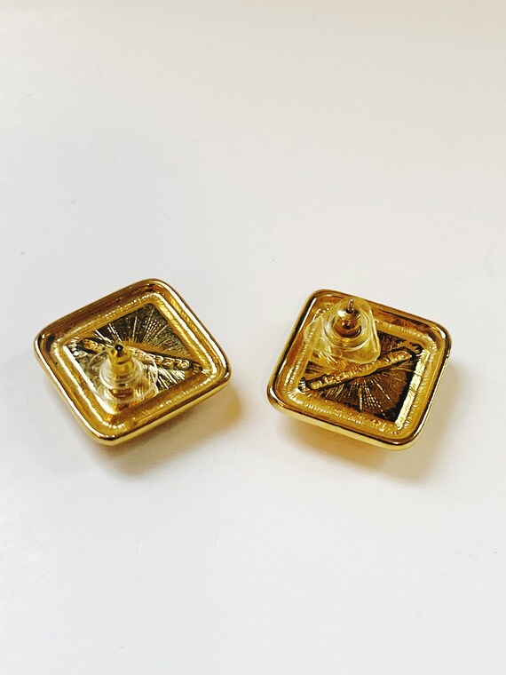 Vintage Liz Claiborne Earrings Square Gold Tone F… - image 6