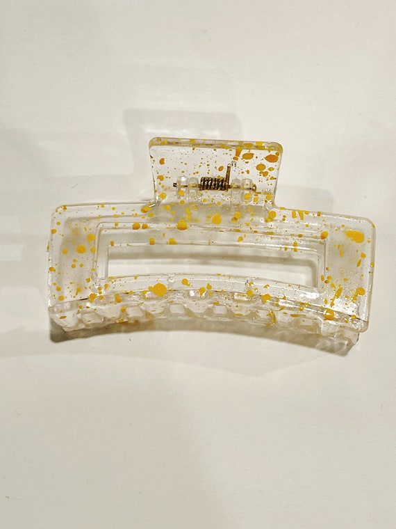 Yellow Hair Claw Clip Retro Hair Clamp Speckled Ha