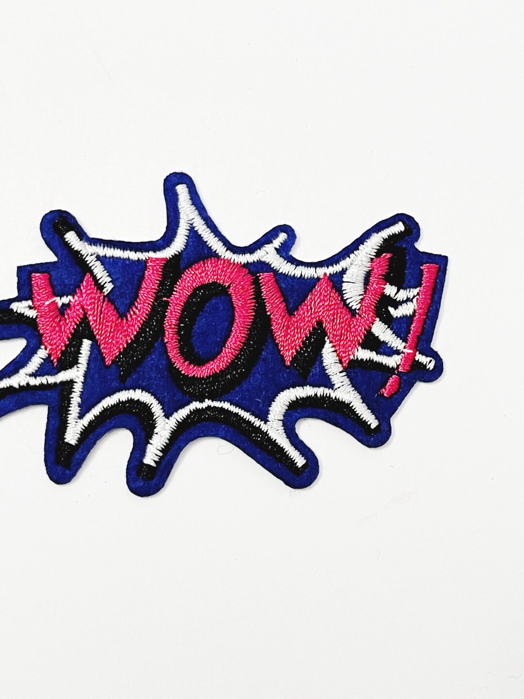 WOW Comic Book Patch: Pink & Blue Embroidered Iron-on Applique - Etsy