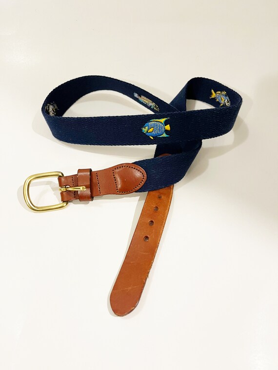 Vintage Fish Belt: 1990s Leather & Fabric, Fisherman Gift  display picture 2