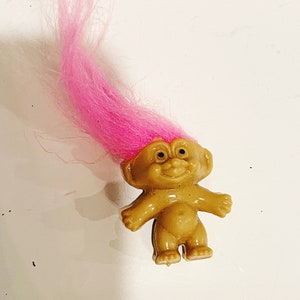 Vintage Mini Troll Doll: Hot Pink Hair, 1990s Retro Toy