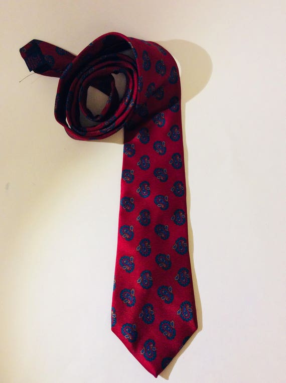 Vintage Donatello Milano Red Burgundy Blue Paisle… - image 1