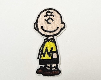 Charlie Brown Broderad lapp Jordnötter Tecknad Stryk-på Applikation för jackor, ryggsäckar, jeans Gör-det-själv-pyssel Stryk-på-lapp Novelty Applikation
