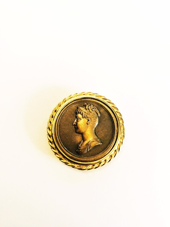 Vintage Scarf Clip Woman's Head Gold Tone Copper … - image 10