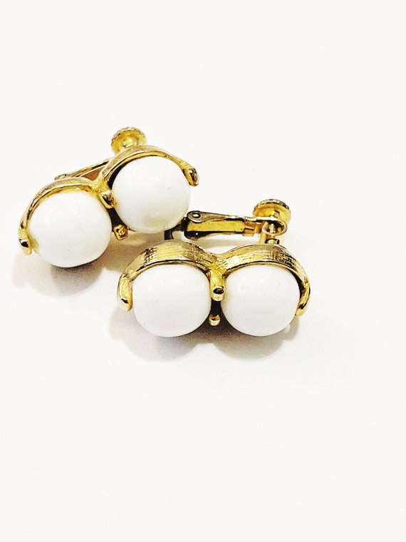 Vintage Dauplaise Screw back Earrings White Gold … - image 3
