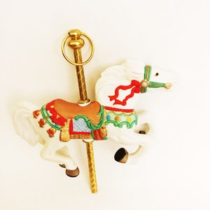 Vintage 90s Carousel Horse Christmas Ornament Hallmark 1993 Tobin Fraley Holiday Tree Decorations Keepsake
