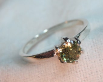 Slyq Jewelry Created Green Opal Orange Garnet sterling silver engagement ring Slyq Jewelry Created Green Opal Orange Garnet sterling silver engagement ring
