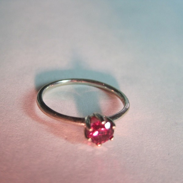 Rhodolite Garnet 4.5mm Solitaire Ring Natural India Earth Mined Untreated  Round VVS Genuine Gemstone Full Sz 5-8 Premium Solid 925ss USA