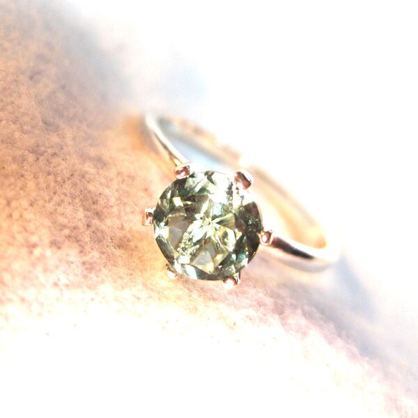 For Diane Prasiolite Green Ring AAA Color 8mm Natural Gem Solitaire  Brazil Earth Mined VVS Solid Premium 925 USA