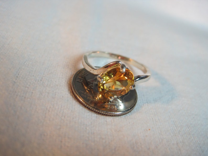 Gold Citrine Heated Amethyst Quartz AAA Color 9x7 Gemstone Solitaire Sz 7 Ring Natural Brazil vvs Clear Earth Mined Solid 925ss Premium US