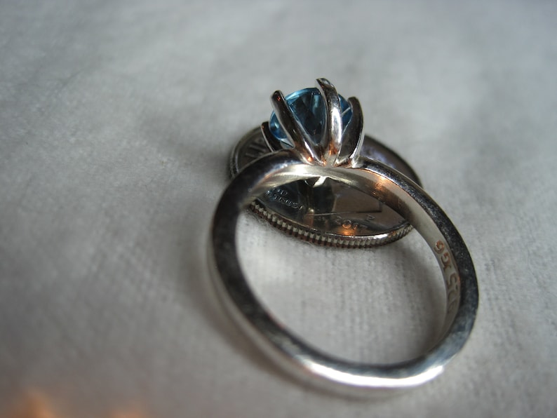 Swiss Blue Topaz Natural 7mm AAA Color Gemstone Solitaire Ring Heated Brazil Earth Mined Solid Premium 925 SS USA Sz 678