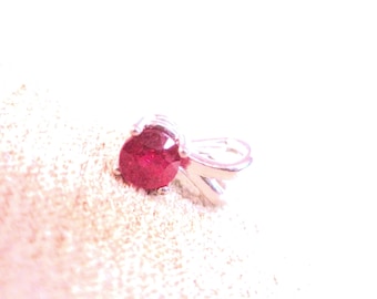 Ruby Pendant Necklace: 925 Sterling Silver, India Earth Mined 5mm Natural Gemstone