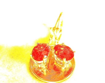 Mexican Fire Opal 8x6 Dangle Drop Lever Earrings Natural Earth Mined Quality Orange Gold Untreated AAA VVS Genuine Gemstones Solid 925 USA